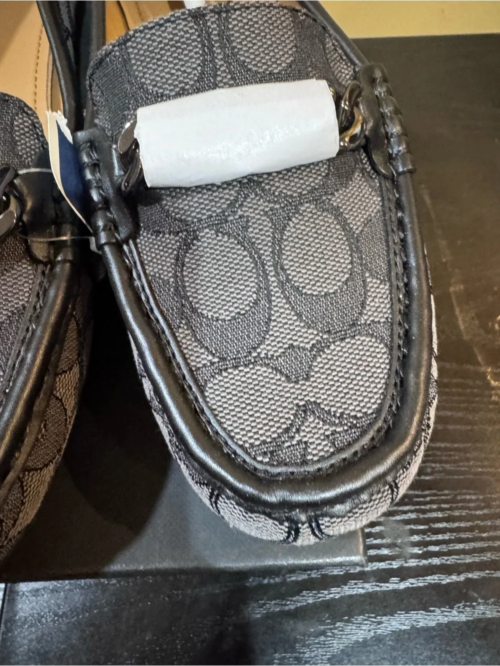 Coach Women's Gray/Black  Signature Canvas Penny Loafers New in box